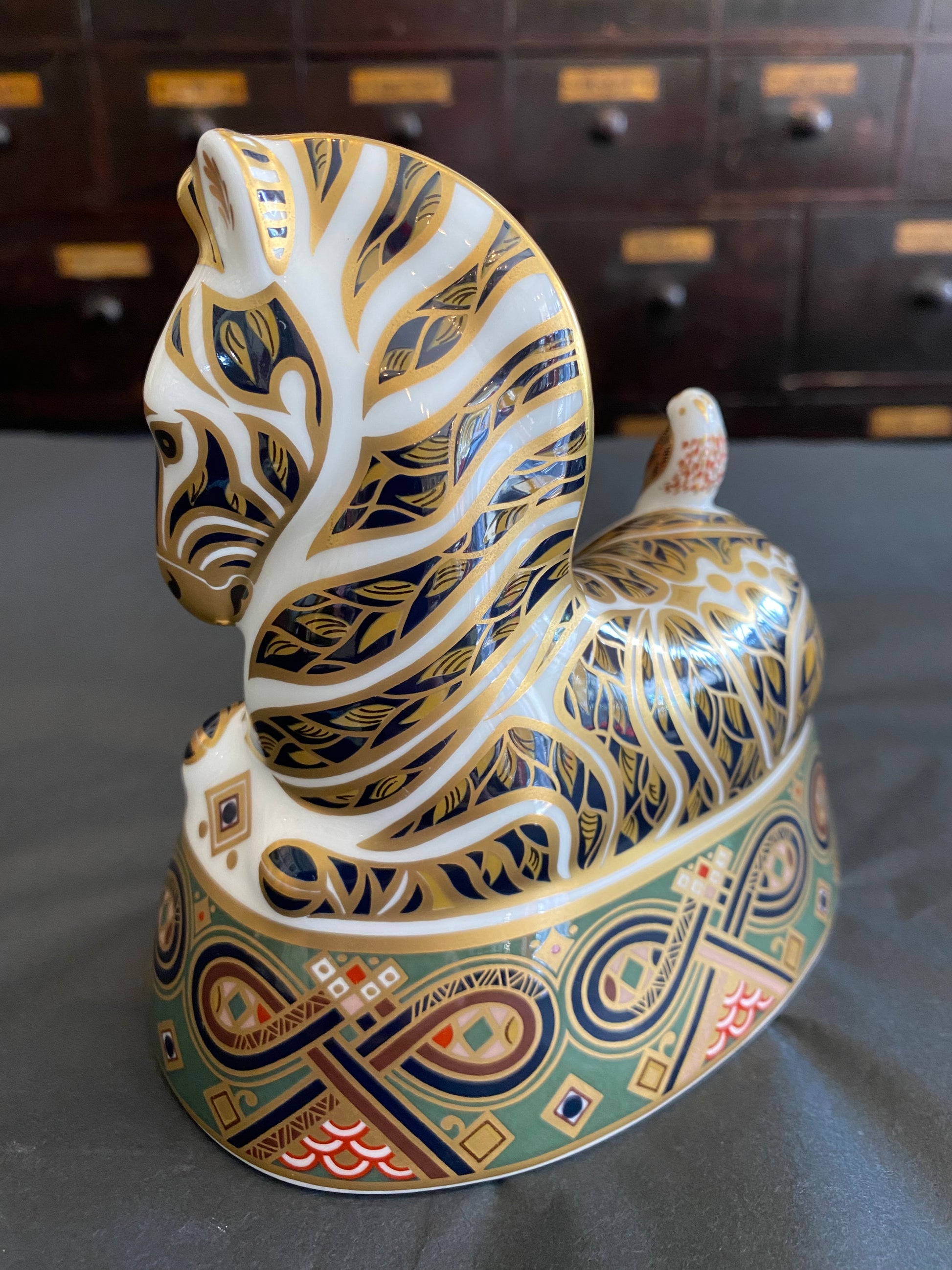 Royal Crown Derby Fine Bone China Zebra Paperweight
