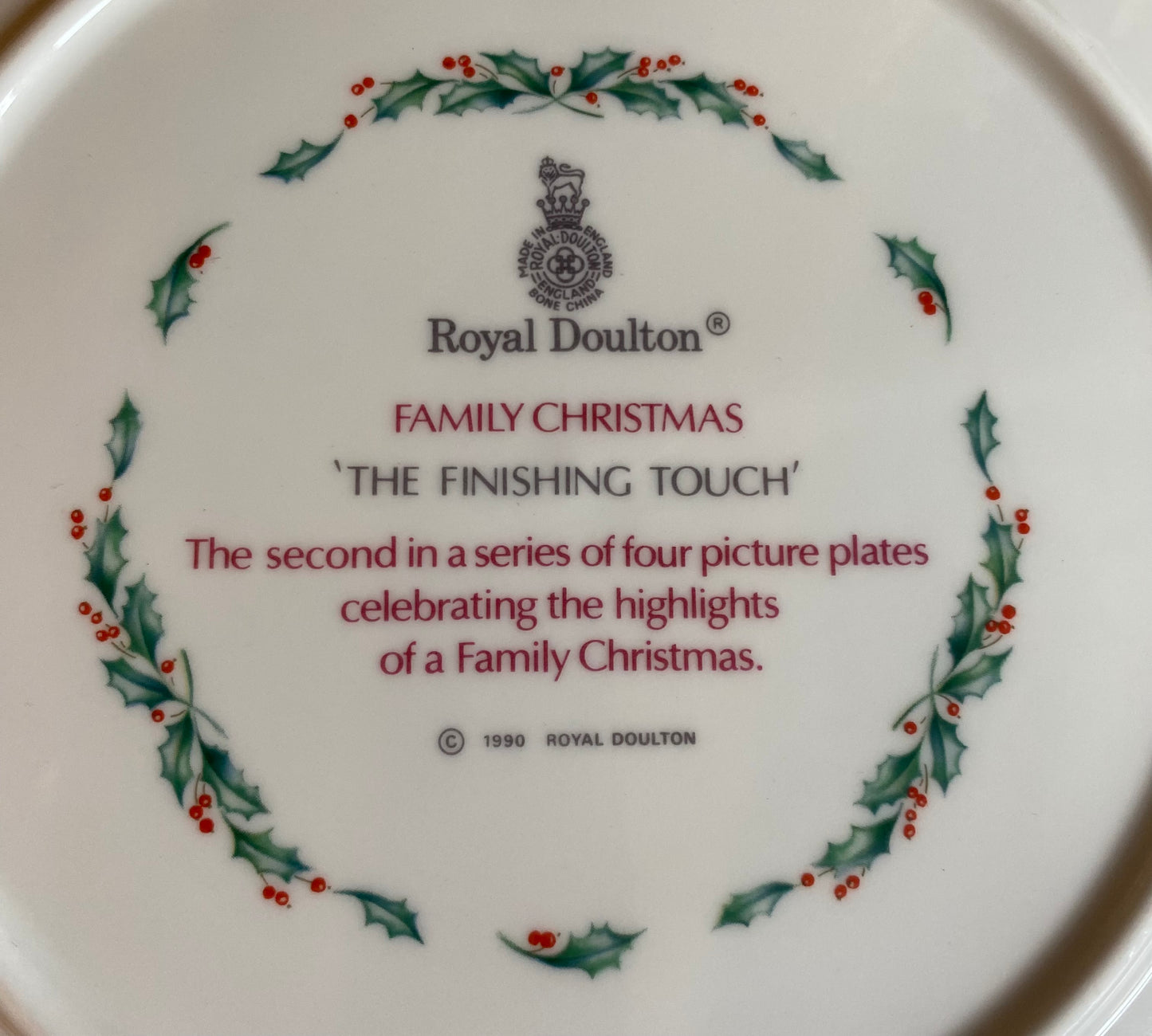 Royal doulton family Christmas China four plate set