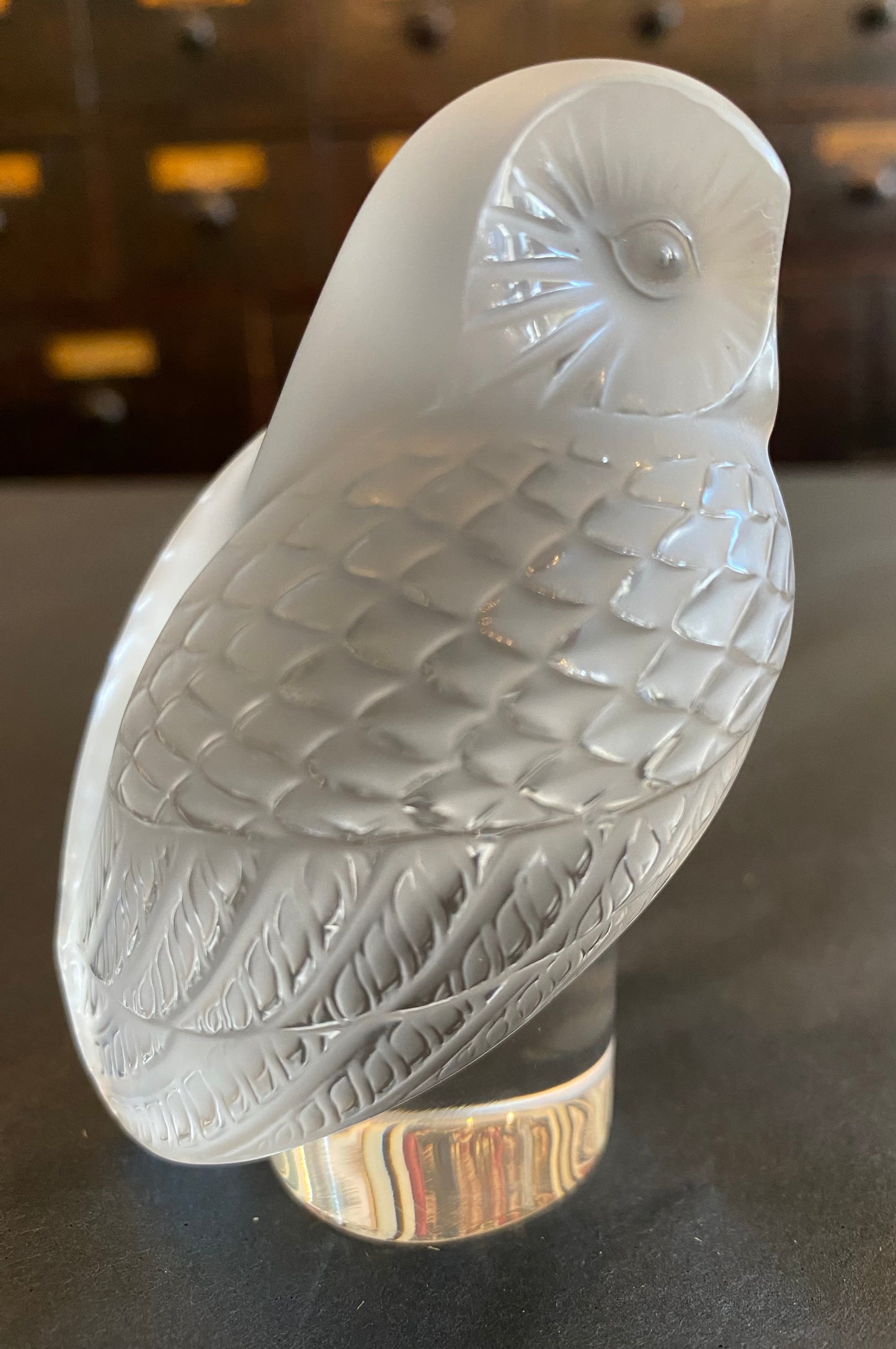 Lalique Glass Owl Paperweight c1980