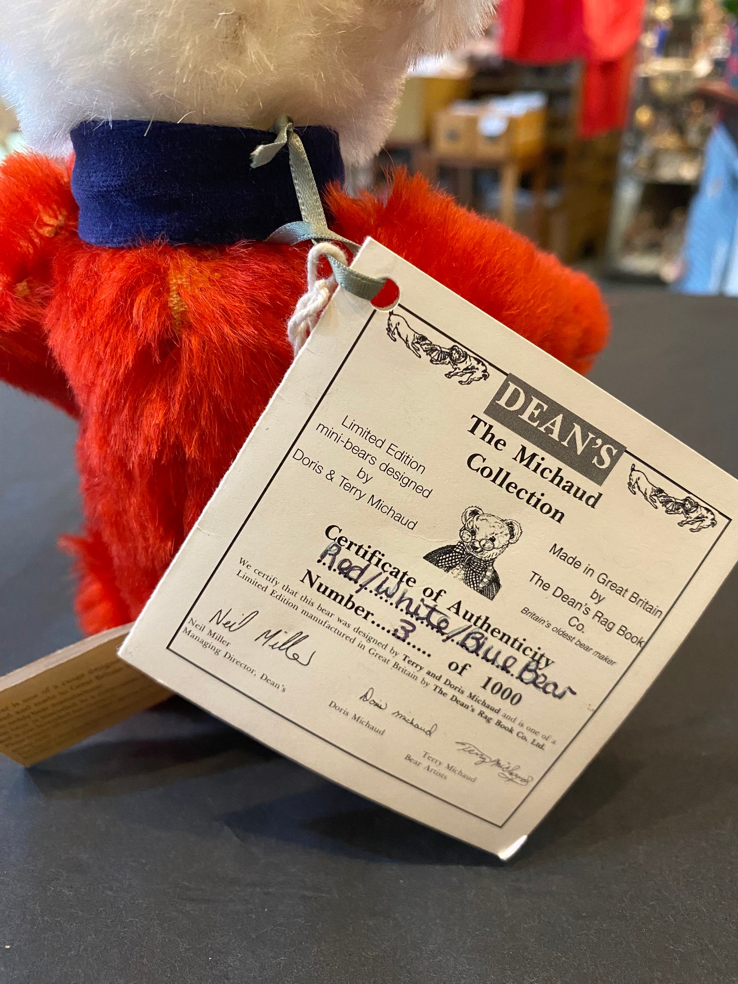 Deans Michaud collection limited edition red white and blue bear