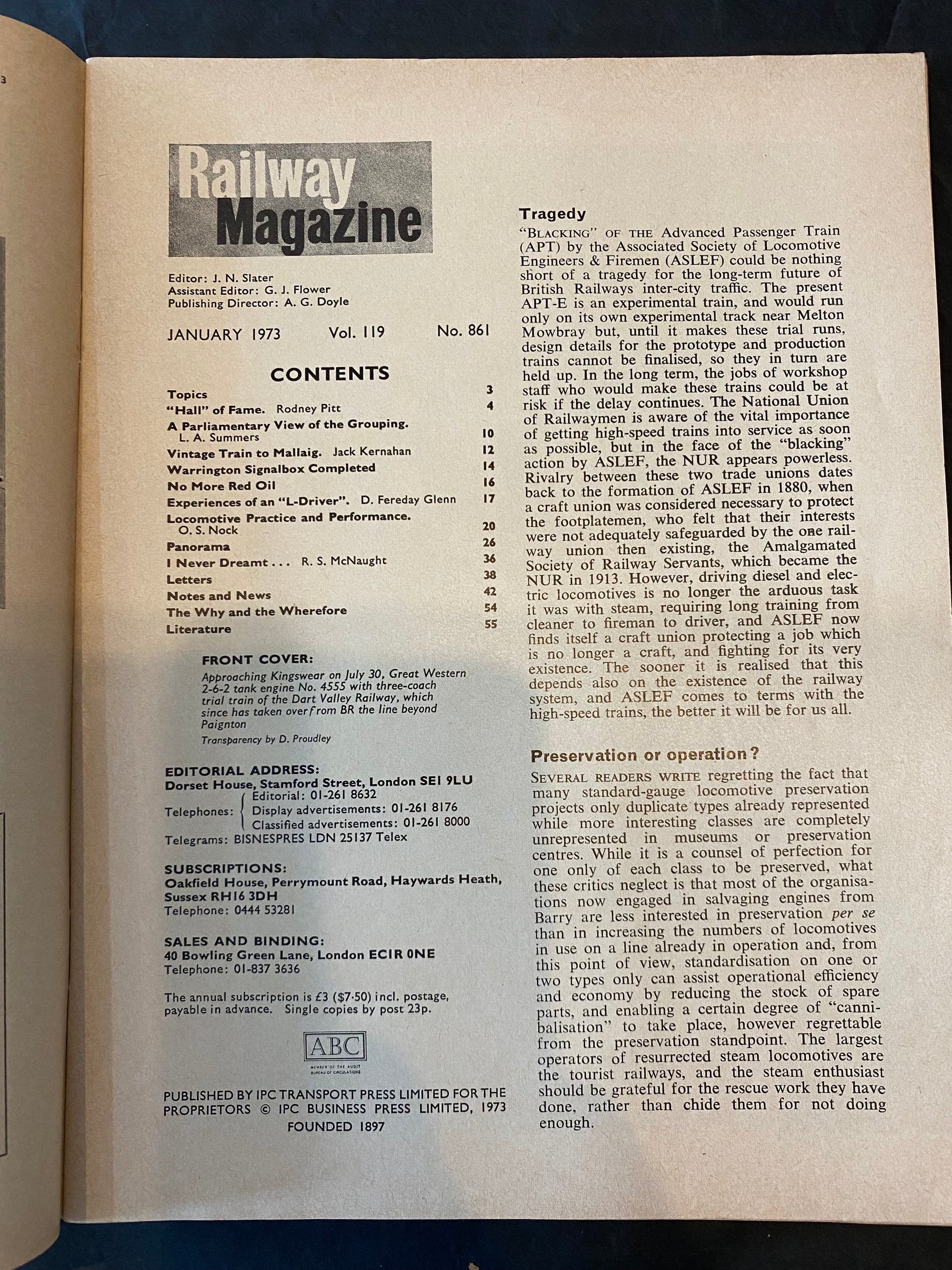 Vintage Railway magazine (full year 1973 12 issues)