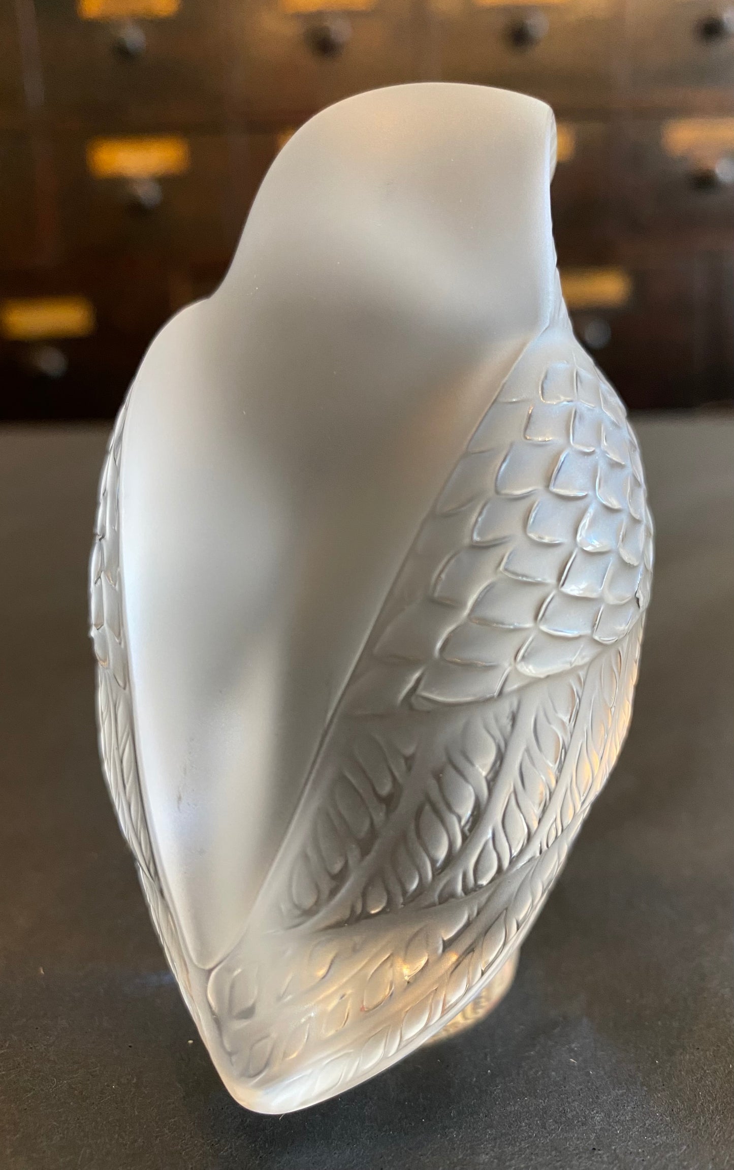 Lalique Glass Owl Paperweight c1980