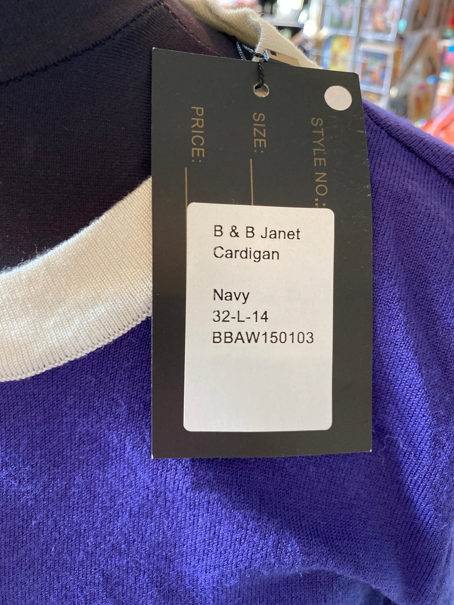 Bright & Beautiful 'Janet' 1960s Retro Contrast Trim Cardigan Purple & White (Size 14)