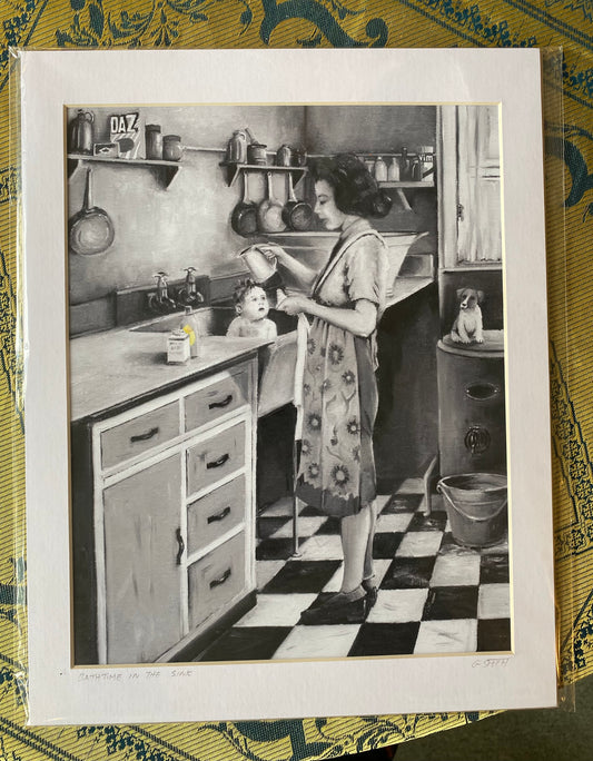 Bath Time in the Sink - medium size print by Gary Smith