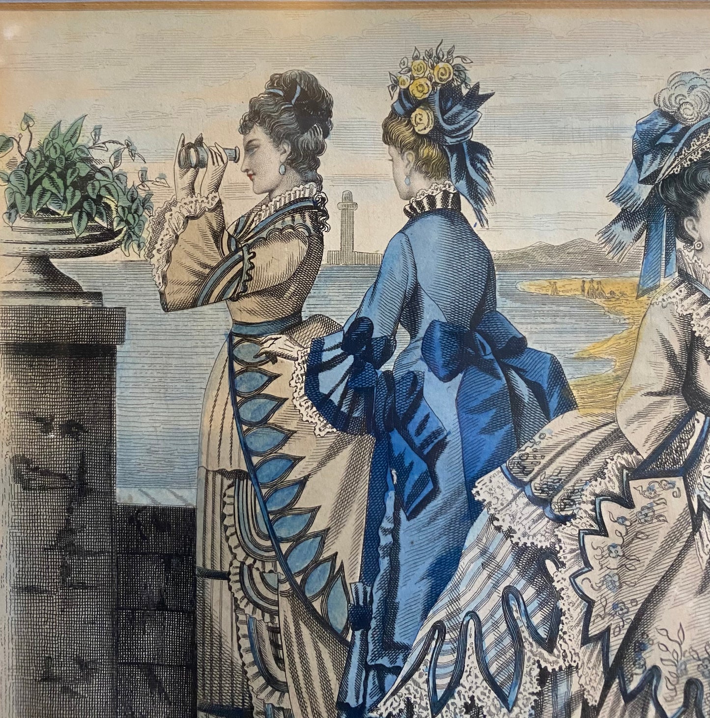 Victorian hand tinted lithograph fashion plate from the French Illustrated Family Journal