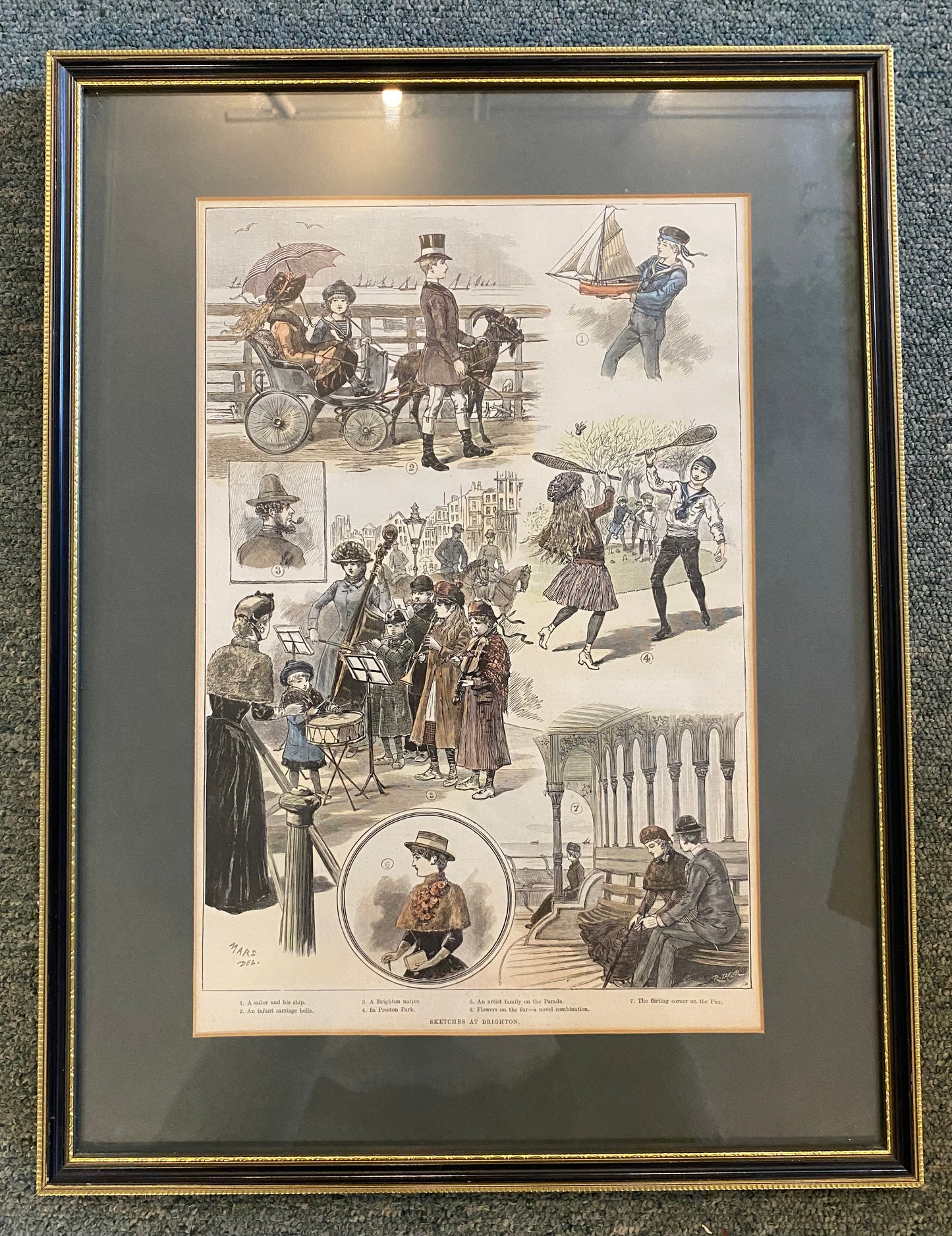 19th Century Hand Tinted Lithograph “Sketches at Brighton”