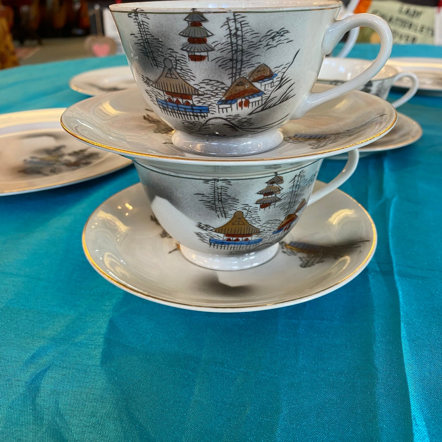 Hayasi Kutani Japanese export four place coffee set