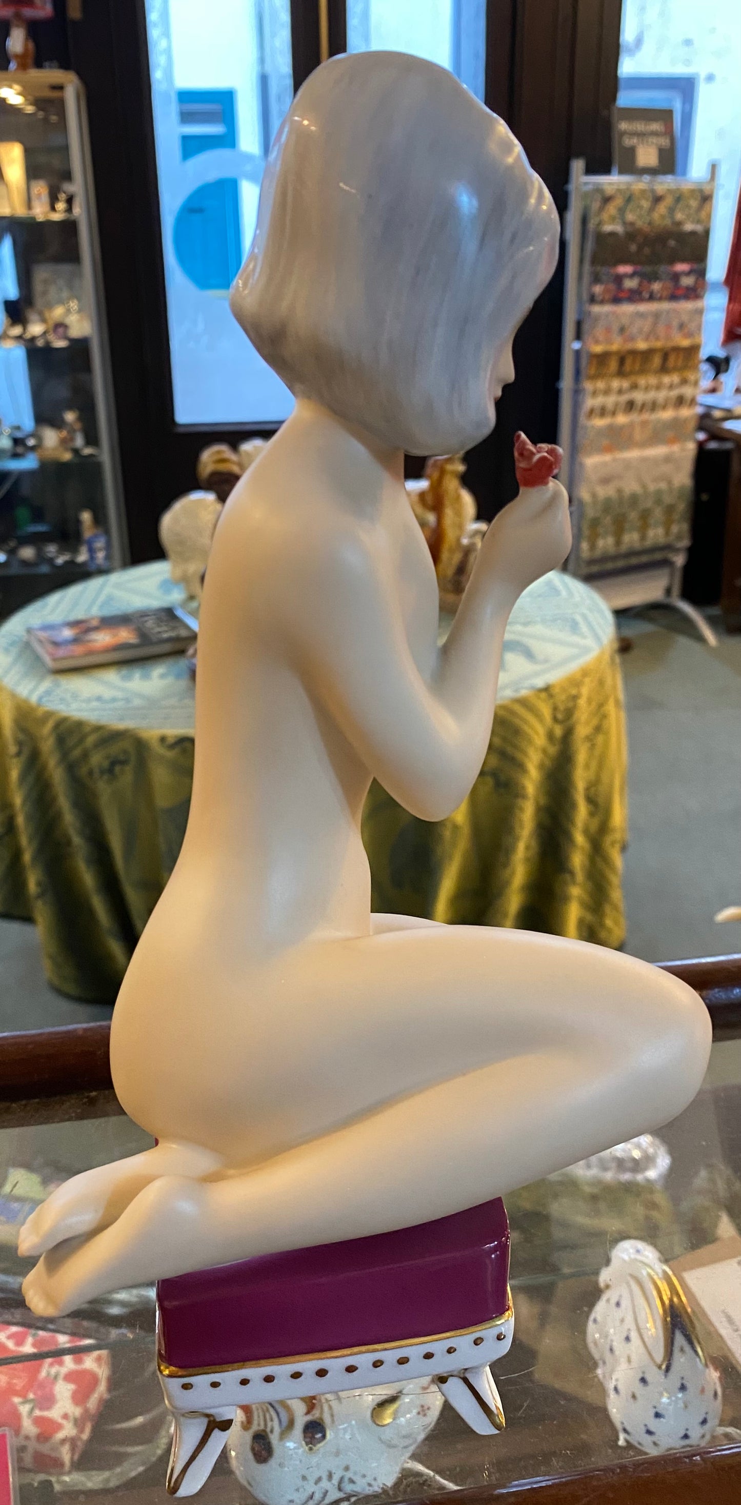 Royal Dux Bohemian Porcelain Seated Nude Woman Figurine