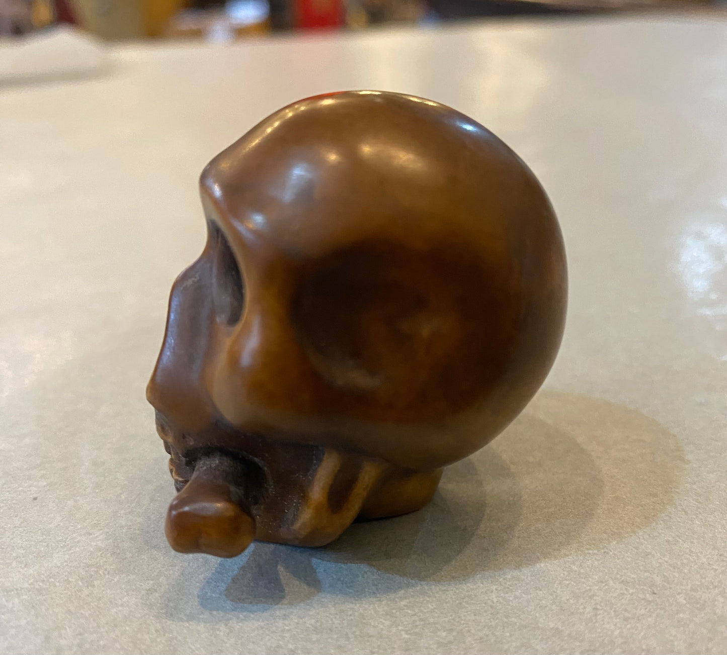 Japanese boxwood netsuke skull