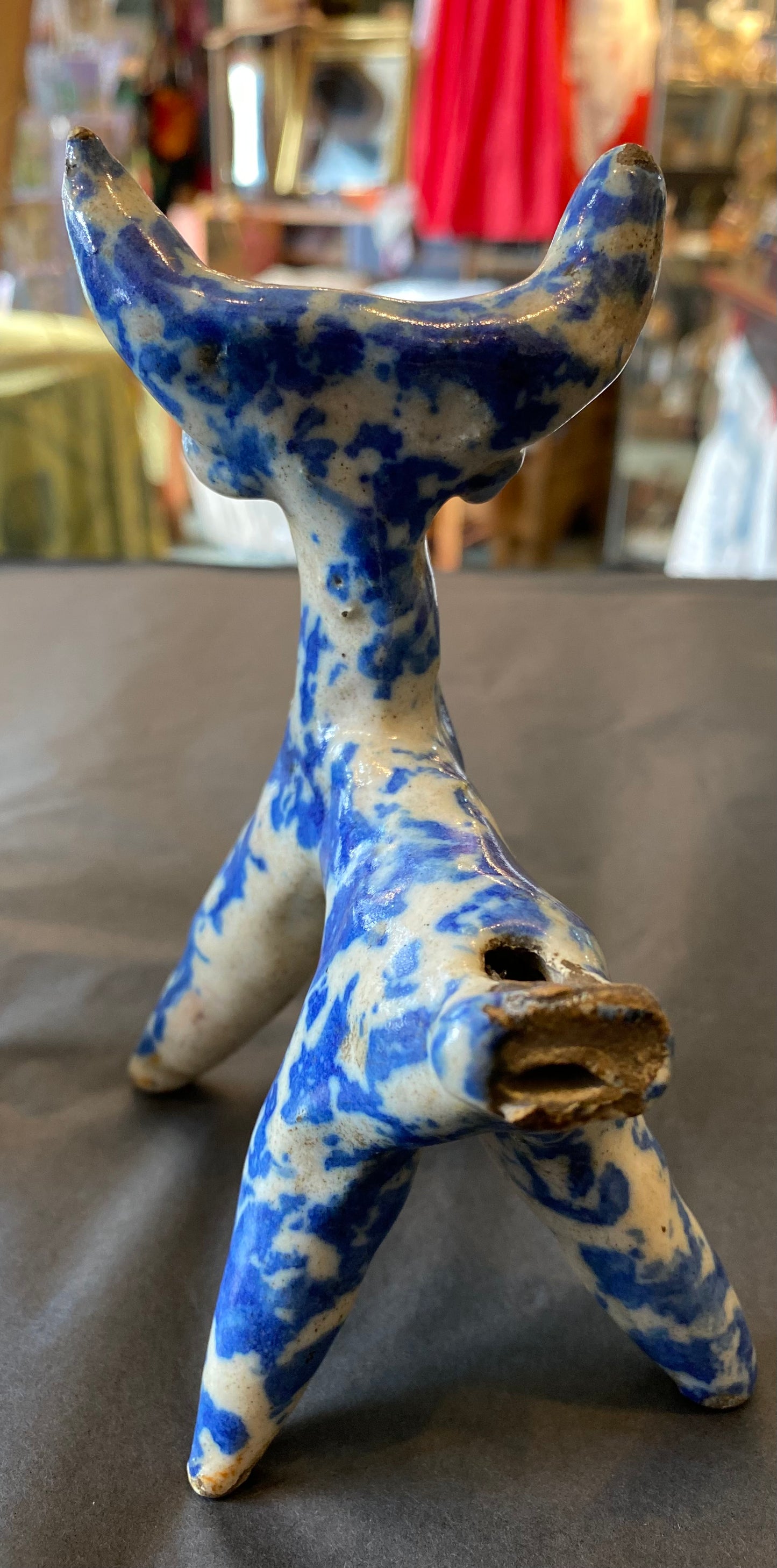 19th-century Staffordshire Spongeware Animal Whistles