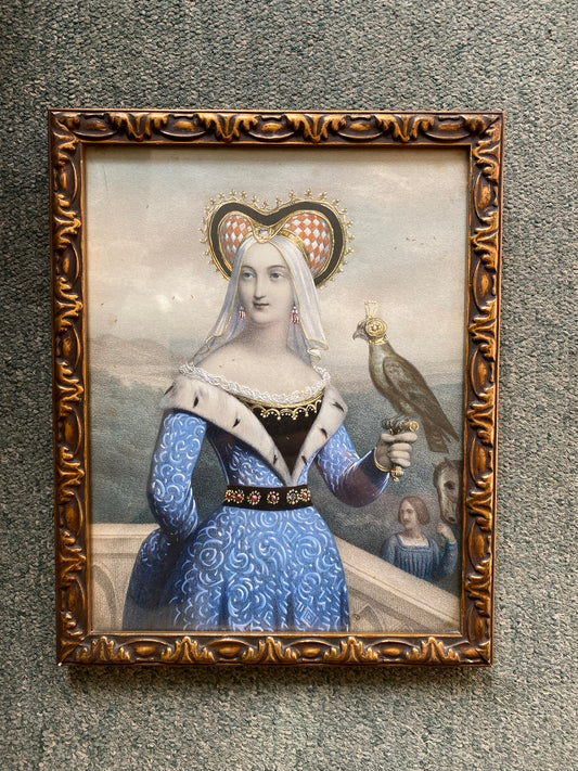 Anne Boleyn hand tinted lithograph