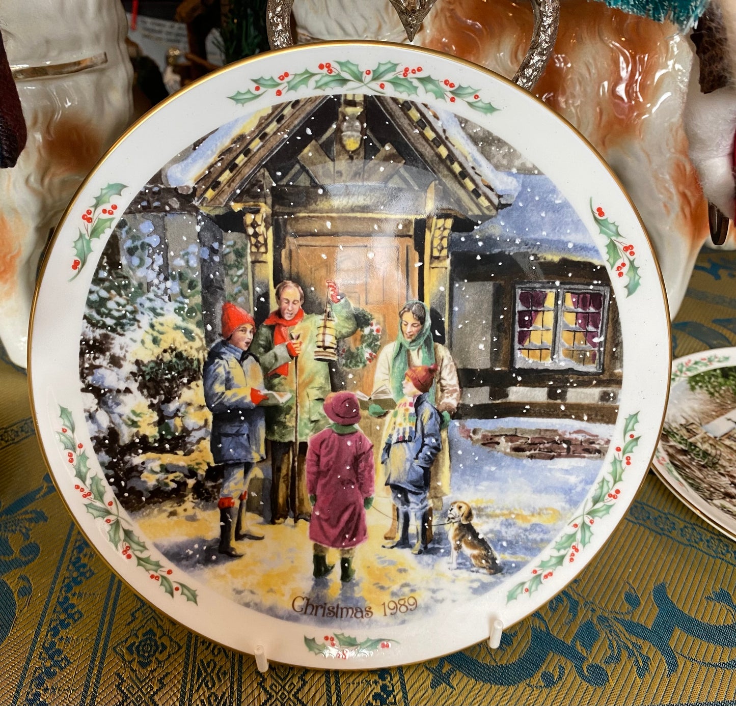 Royal doulton family Christmas China four plate set