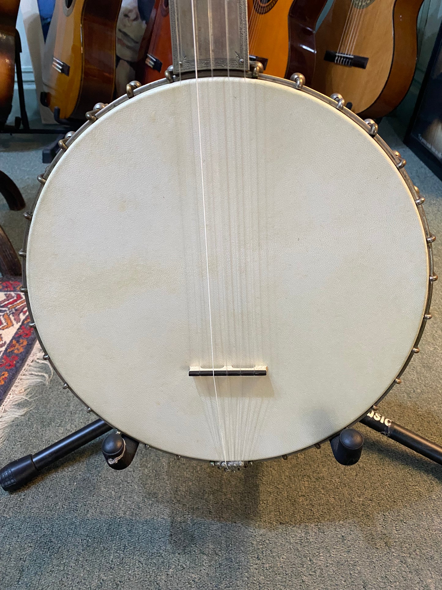 1890s J B Schall 5 string open back banjo