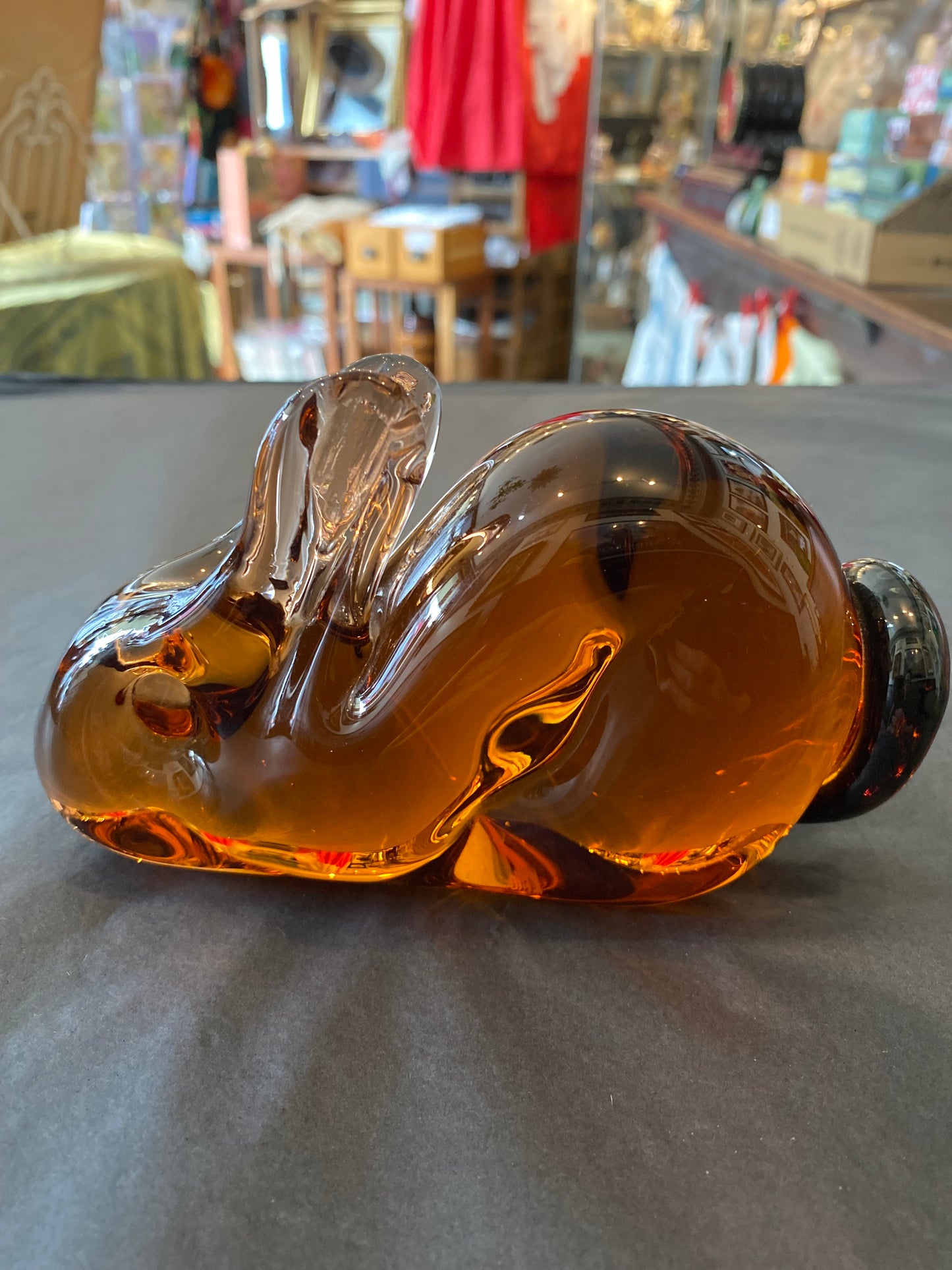 Wedgwood glass amber rabbit paperweight