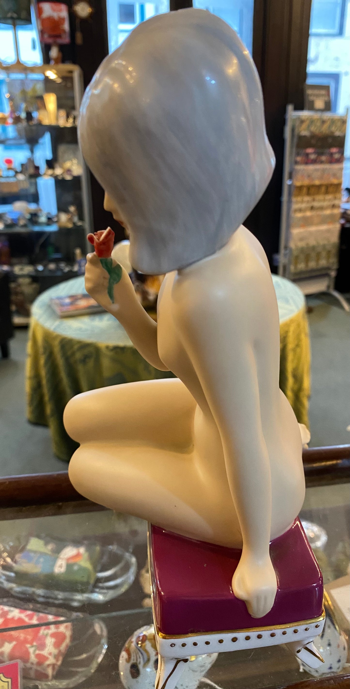 Royal Dux Bohemian Porcelain Seated Nude Woman Figurine