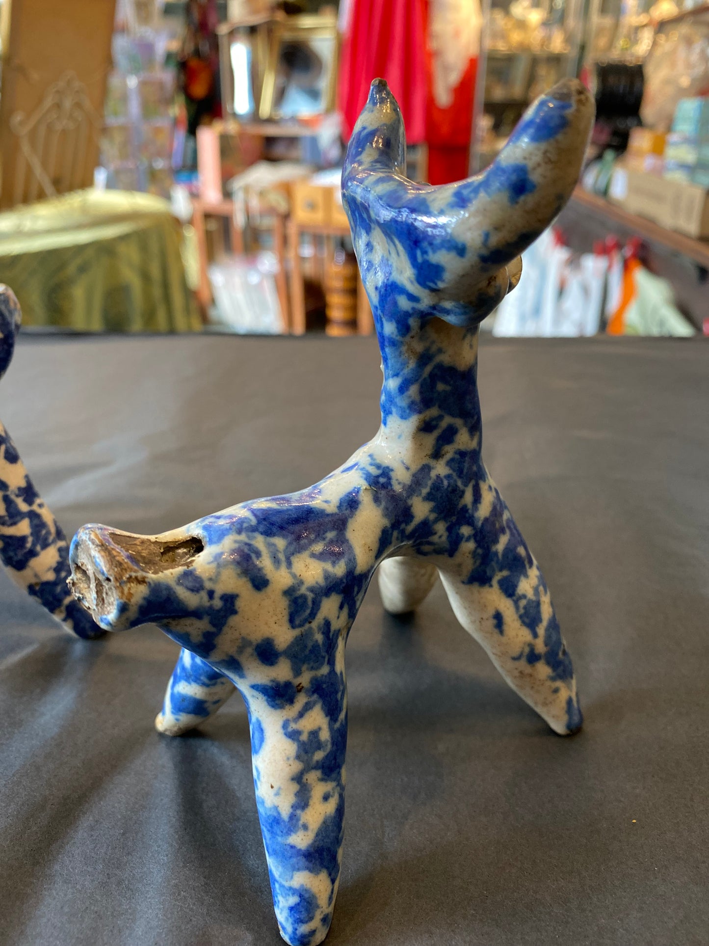 19th-century Staffordshire Spongeware Animal Whistles