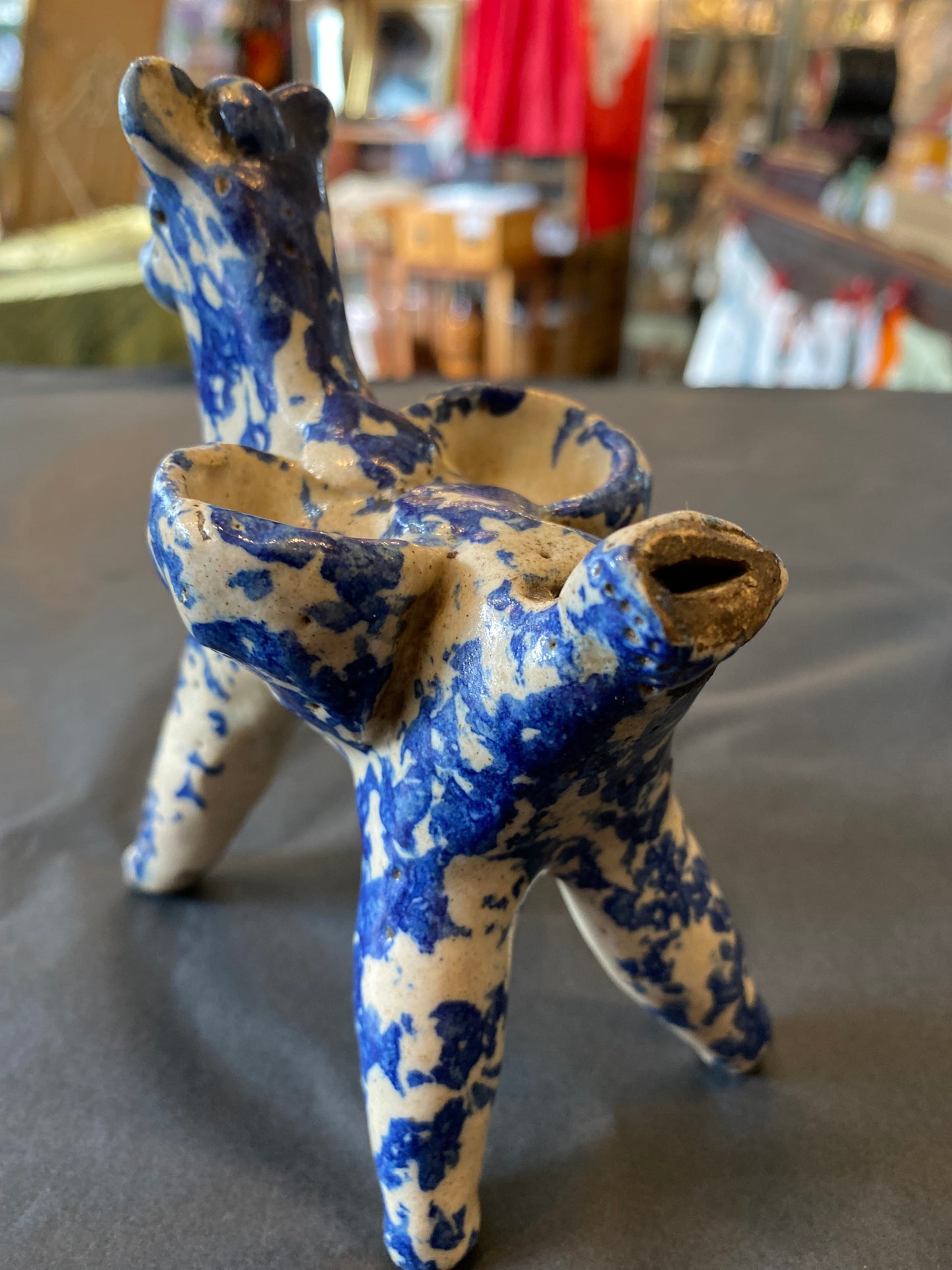 19th-century Staffordshire Spongeware Animal Whistles