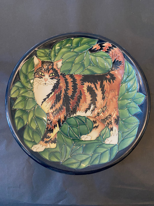 Moorcroft Limited Edition Cat Design Plate by Sally Tuffin