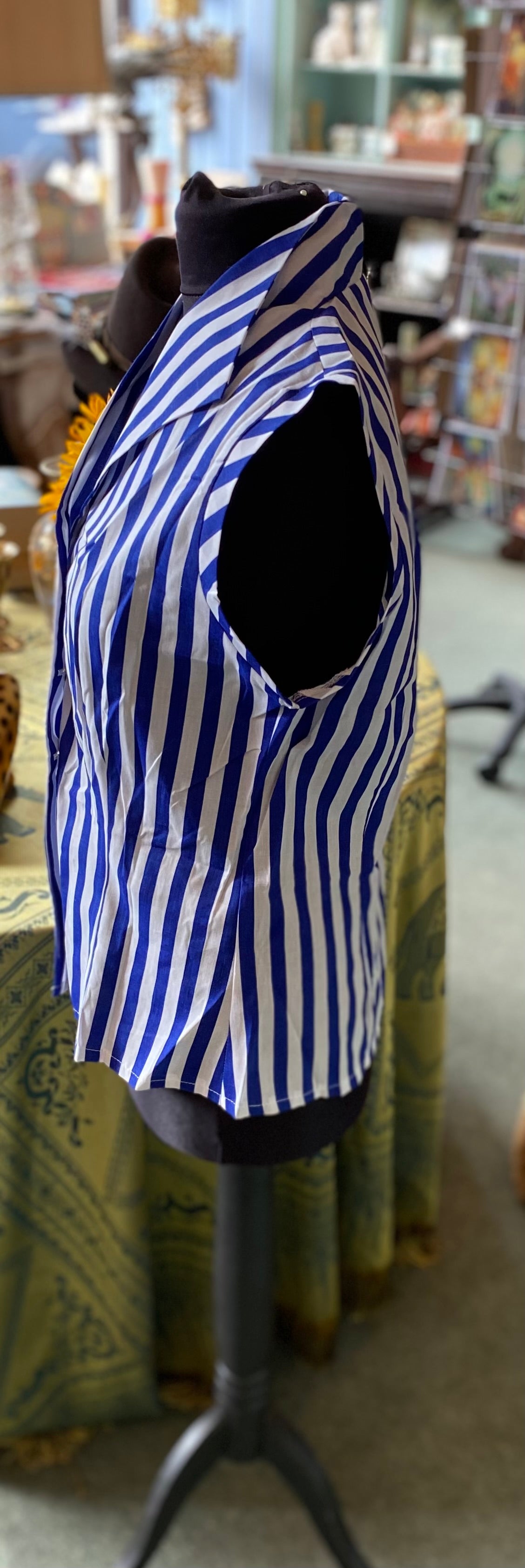 Vintage Style Tara Starlet 1950s Striped Sleeveless Blouse Vest - UK 14 NWT
