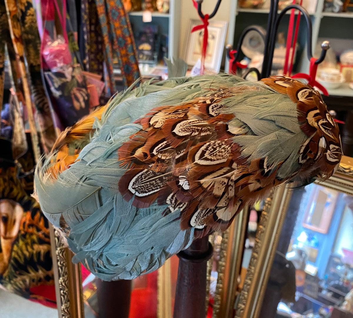 Mid-century Pillbox Pheasant Feather Hat