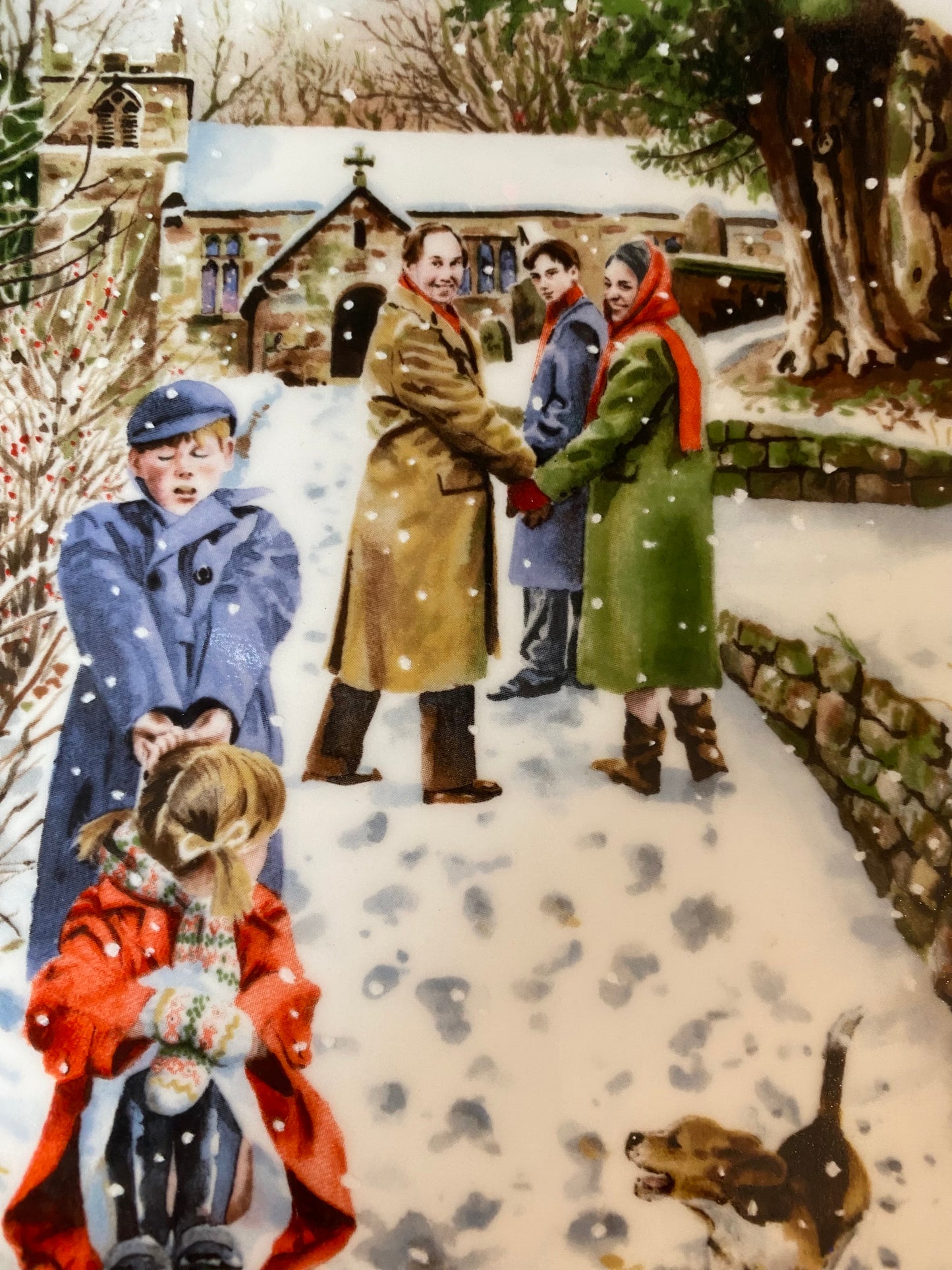 Royal doulton family Christmas China four plate set