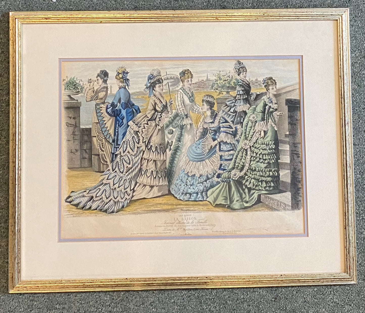 Victorian hand tinted lithograph fashion plate from the French Illustrated Family Journal