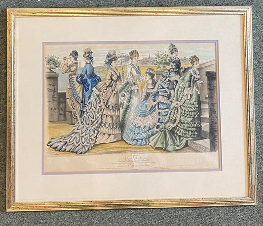 Victorian hand tinted lithograph fashion plate from the French Illustrated Family Journal
