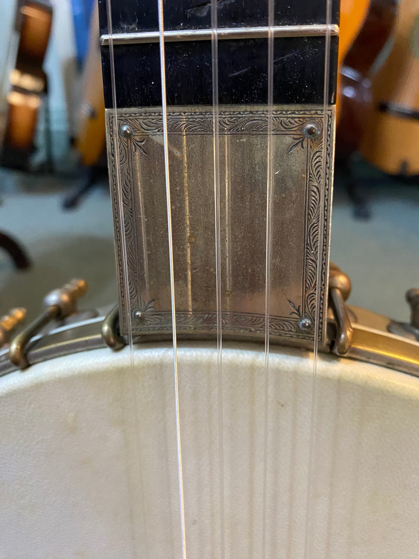 Chicago based J B Schall 5 string open back banjo circa 1890. 12" pot, 16 frets, 28" scale length, superb condition for its age, plays beautifully with that rich deep 12 inch sound.