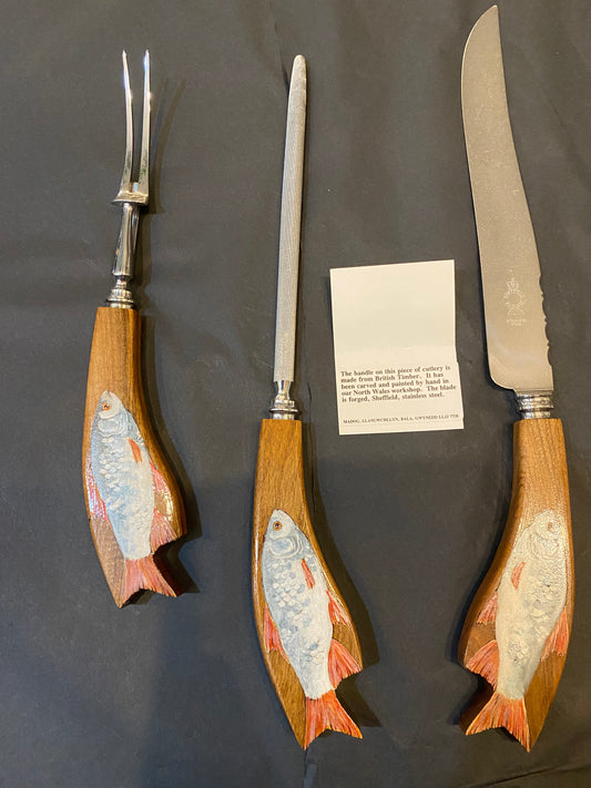 Sheffield Steel Carving Set - hand carved & decorated handles