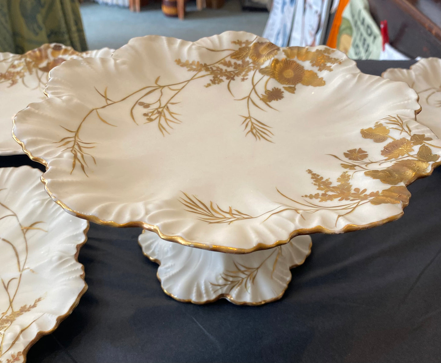 Alfred Lanternier Limoges porcelain cake stand and plates