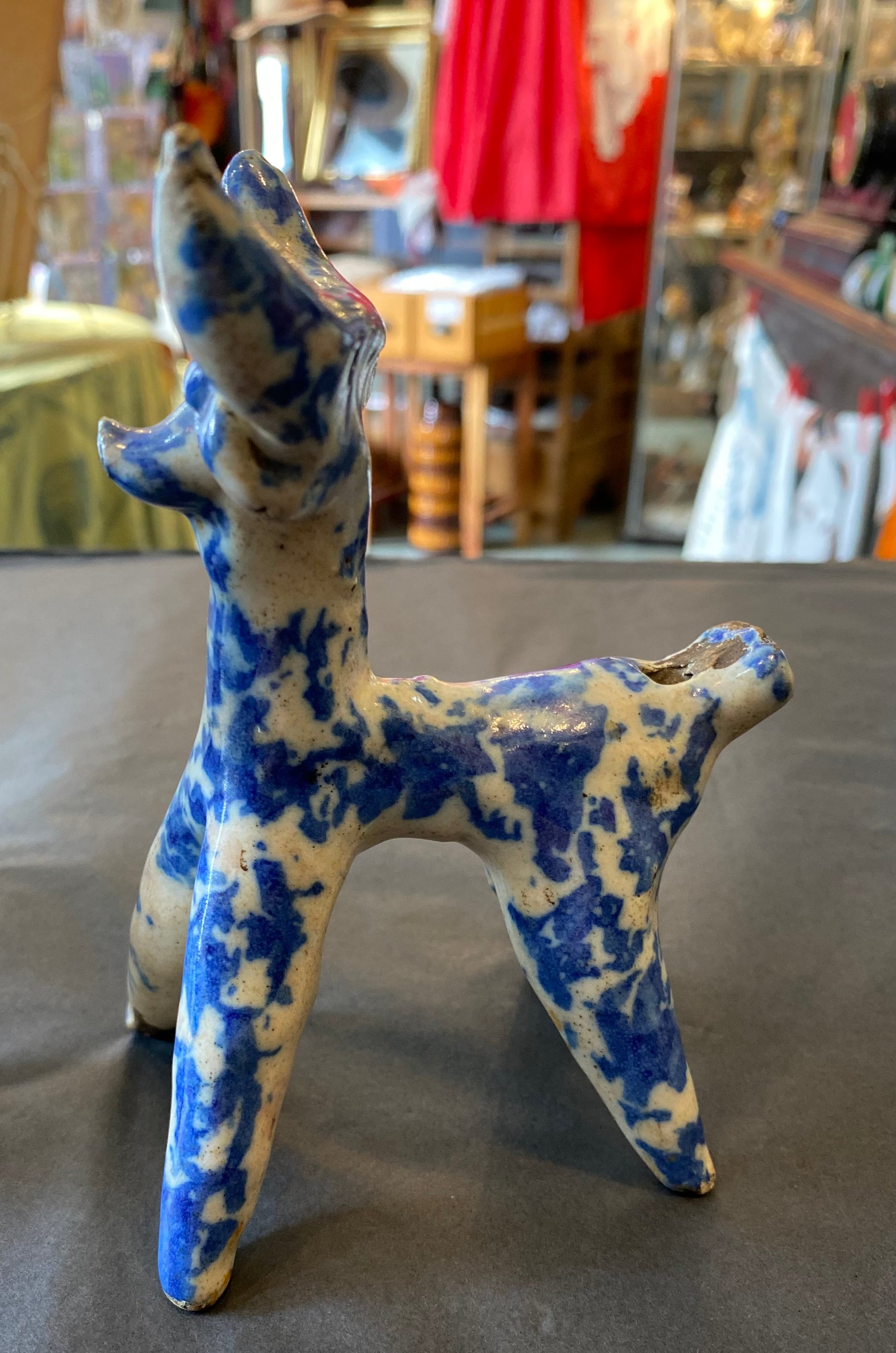 19th-century Staffordshire Spongeware Animal Whistle