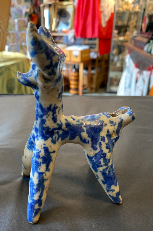 19th-century Staffordshire Spongeware Animal Whistle