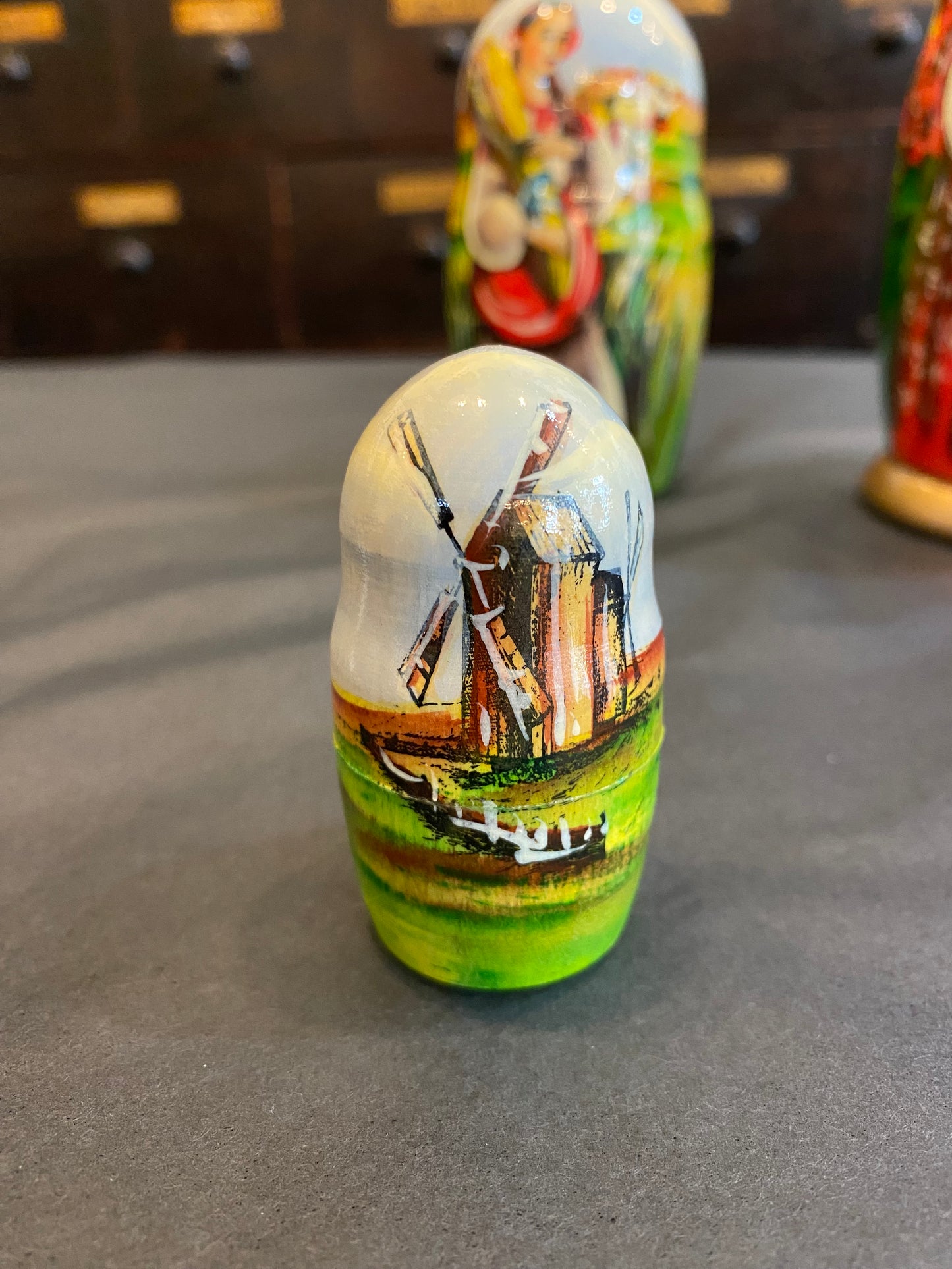 Ukrainian folk hand painted wooden nesting dolls
