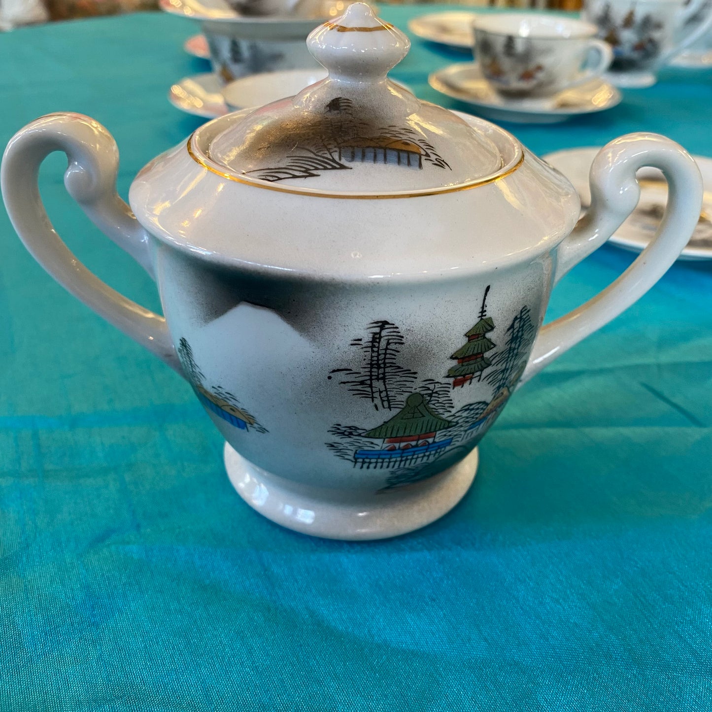 Hayasi Kutani Japanese export four place coffee set