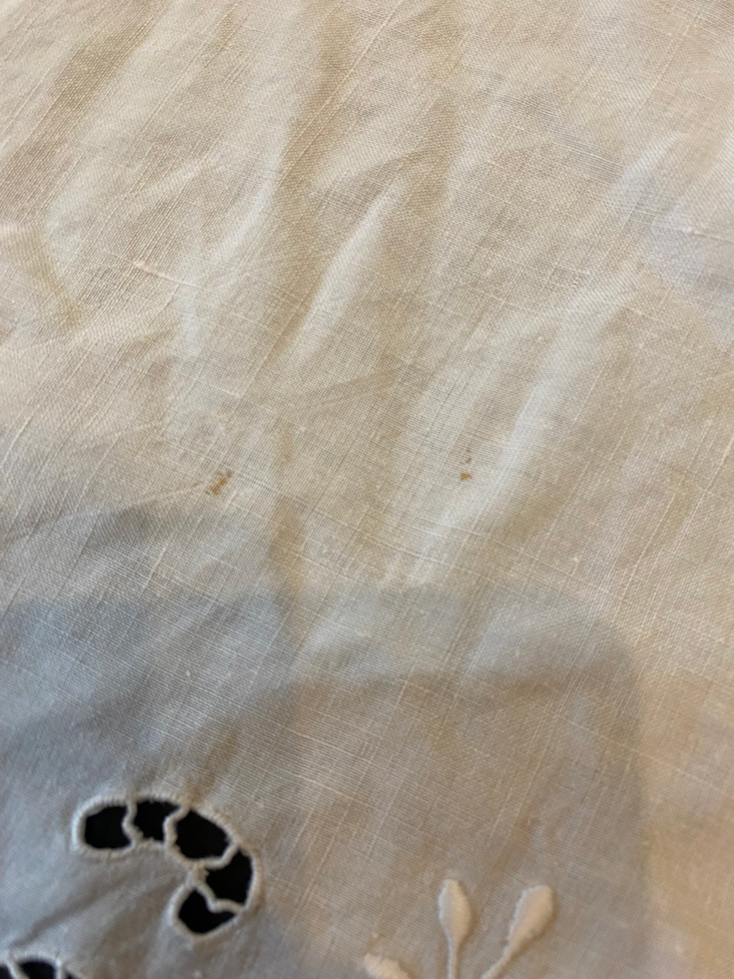 Vintage Richelieu Cutwork Linen Tea Tablecloth 48" Square Hand-Embroidered
