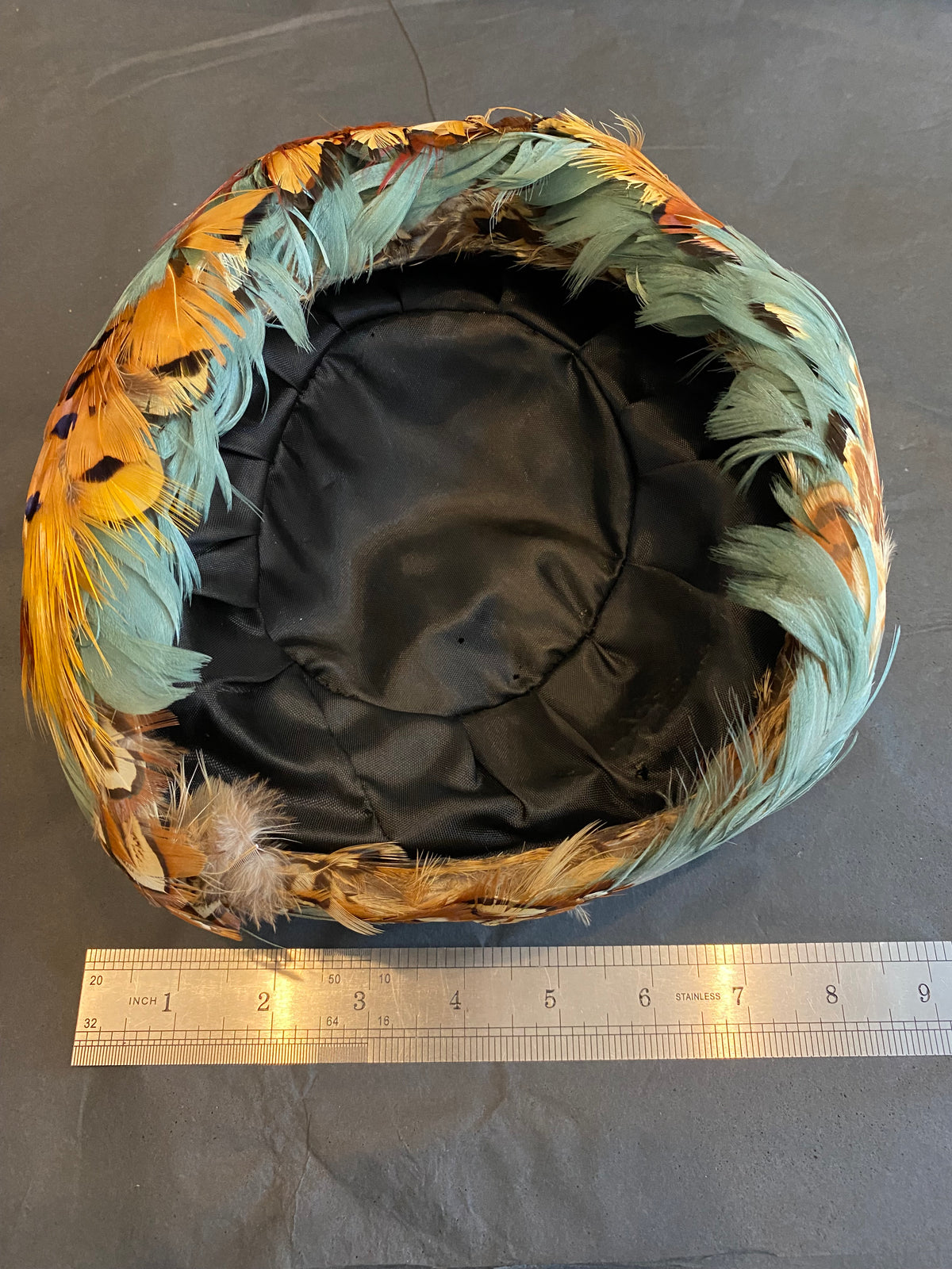 Mid-century Pillbox Pheasant Feather Hat