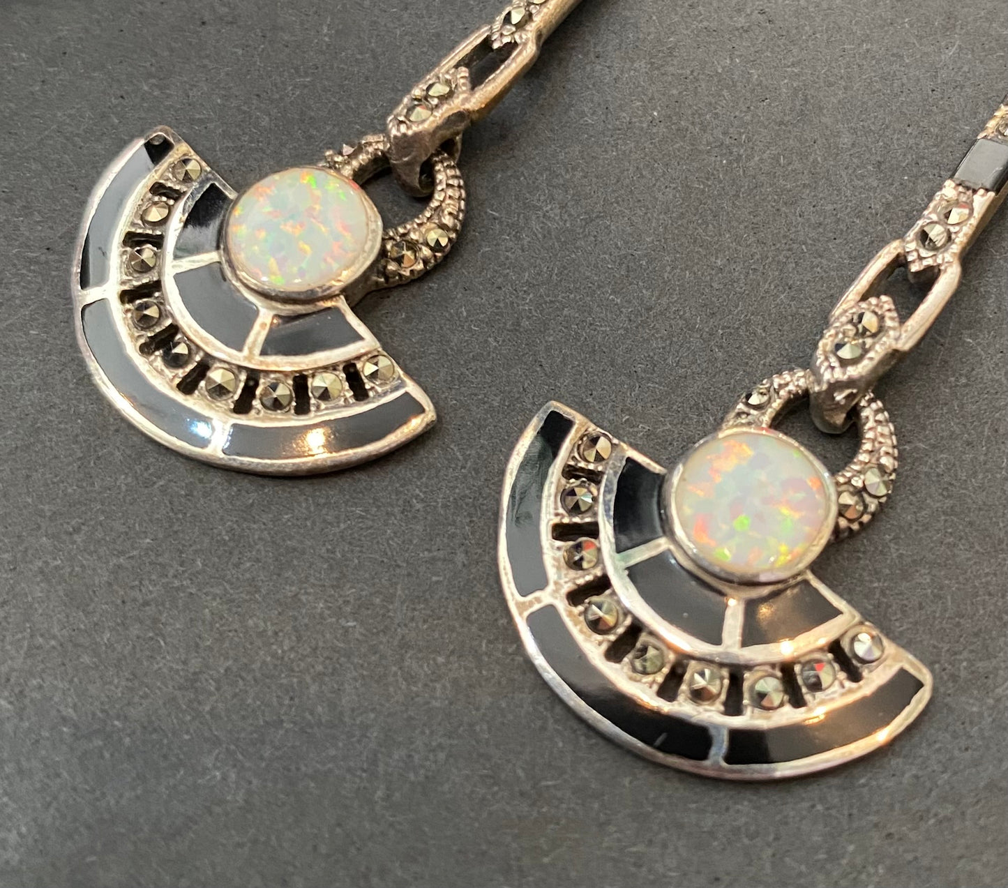 Art Deco Egyptian style drop ear rings