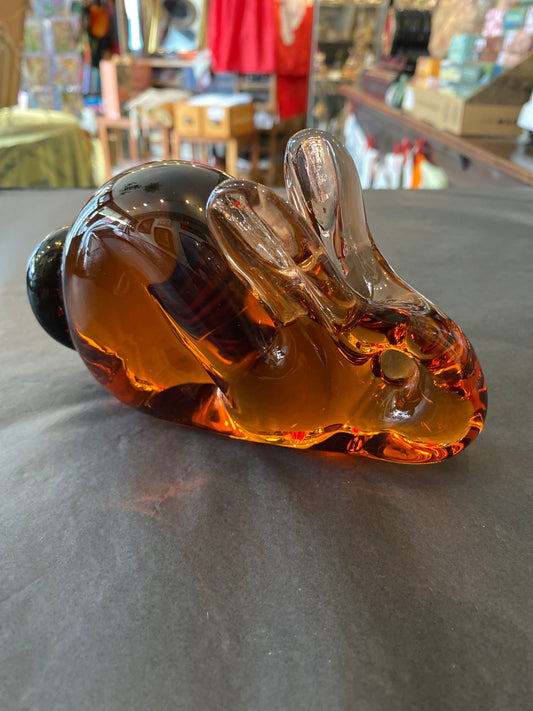 Wedgwood glass amber rabbit paperweight