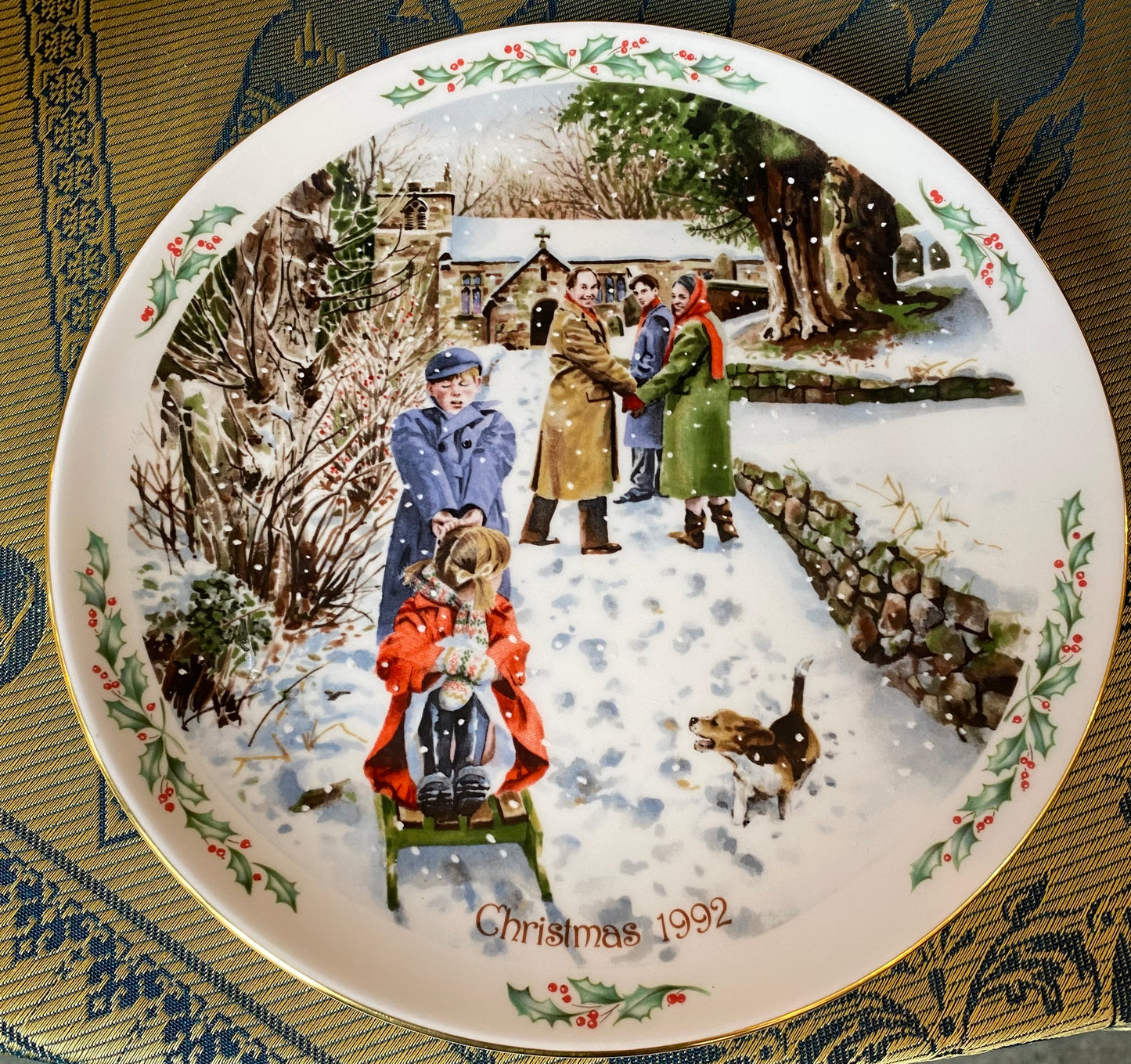 Royal doulton family Christmas China four plate set