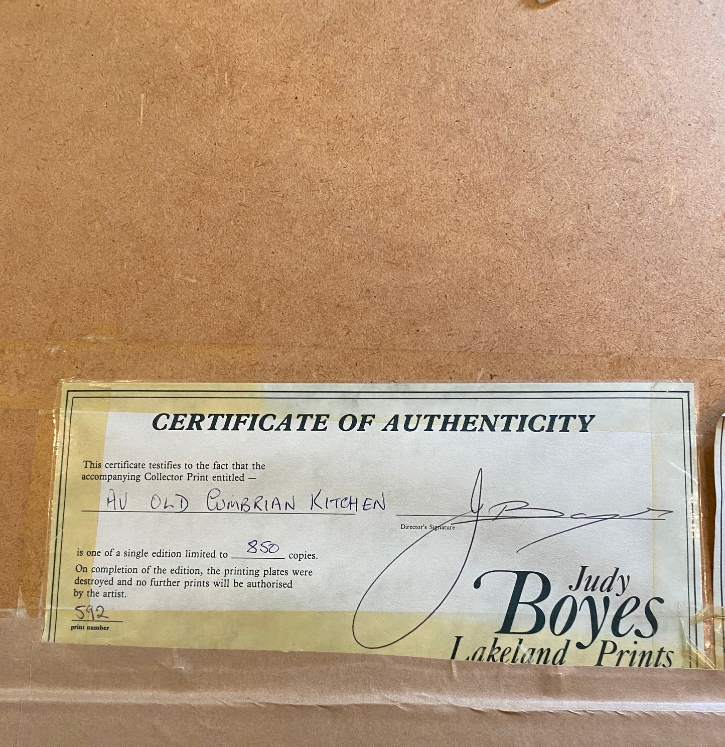 Limited edition print by Judy Boyes “an old Cumbrian kitchen”