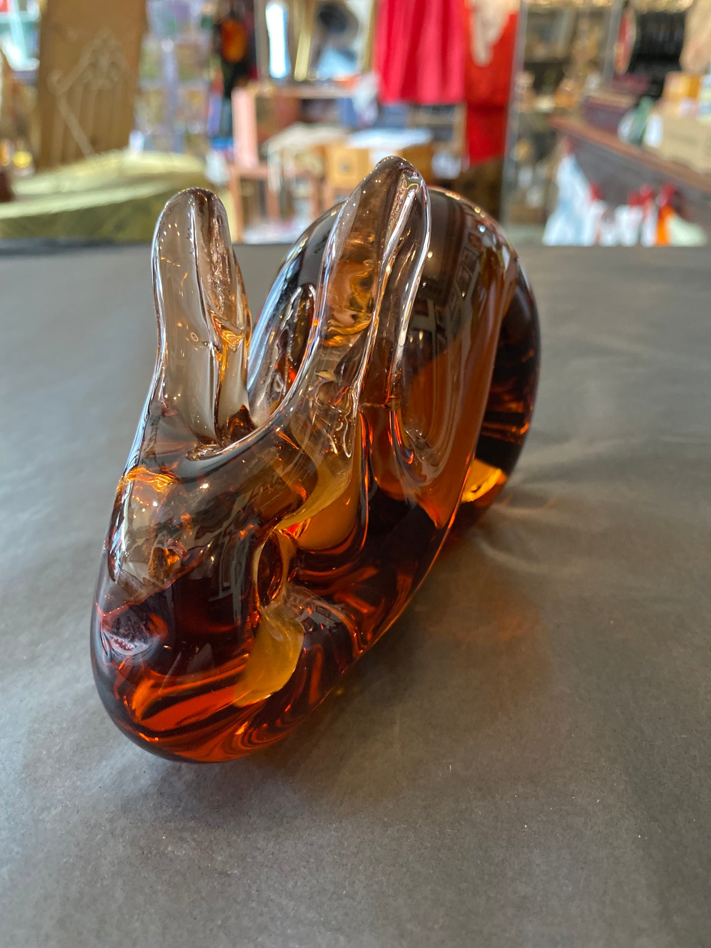 Wedgwood glass amber rabbit paperweight