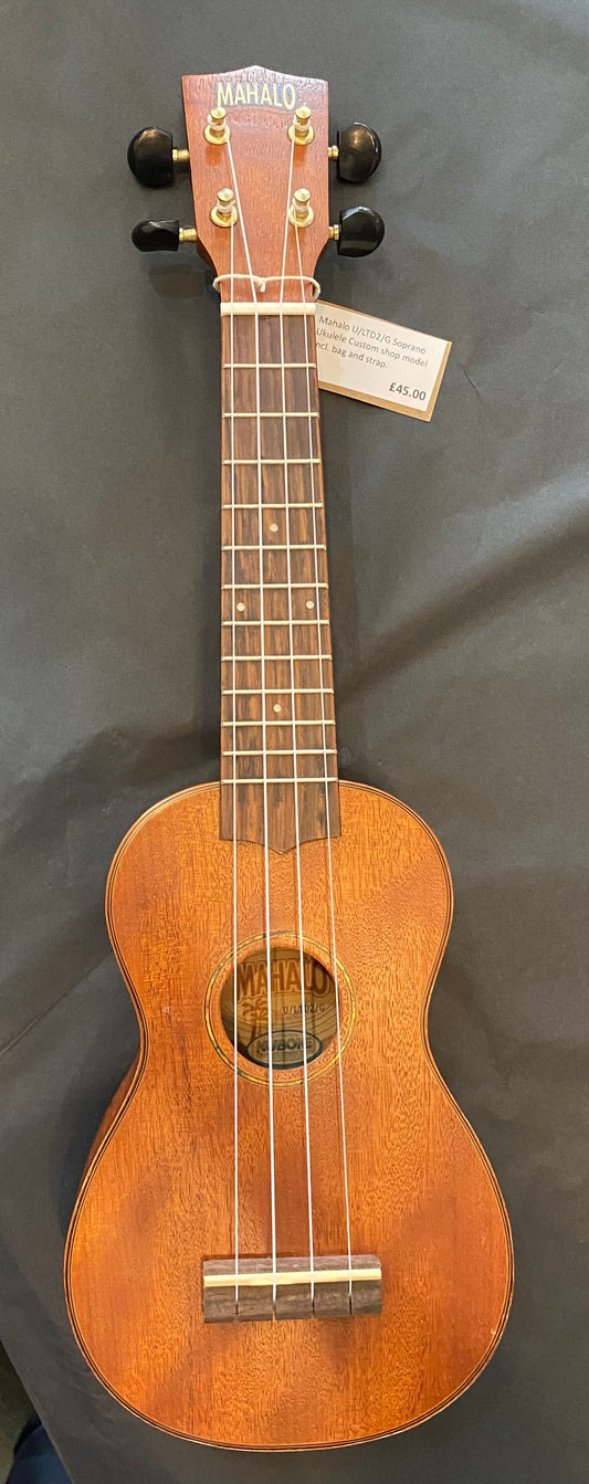 Mahalo Custom Series Solid Mahogany Soprano Ukulele (U/LTD2/G)