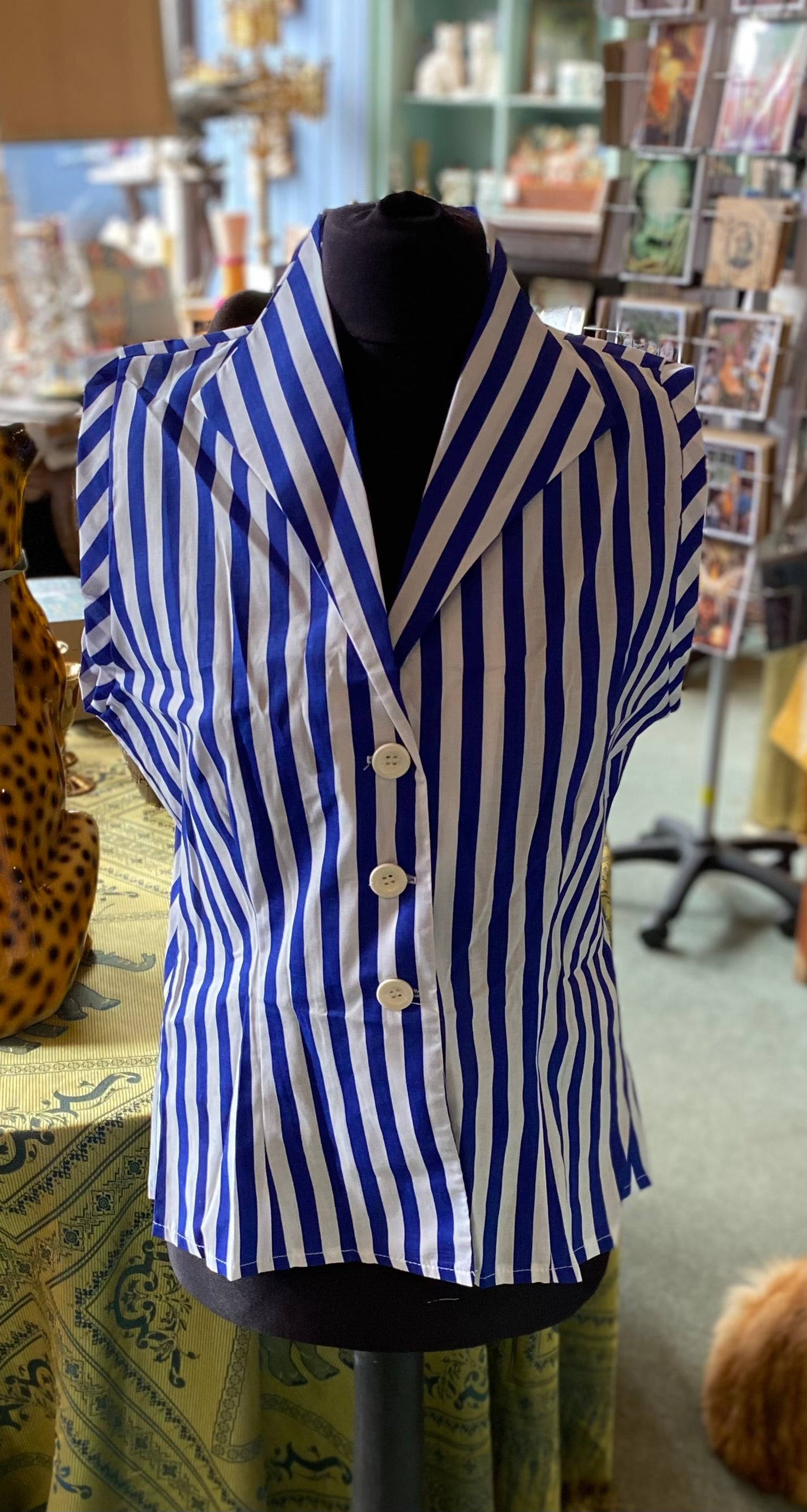 Vintage Style Tara Starlet 1950s Striped Sleeveless Blouse Vest - UK 14 NWT