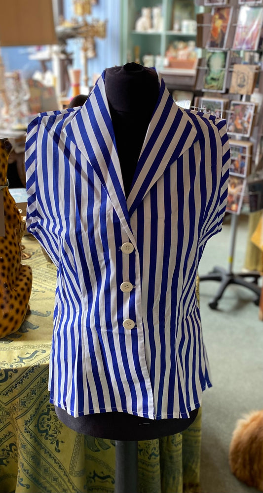 Vintage Style Tara Starlet 1950s Striped Sleeveless Blouse Vest - UK 14 NWT