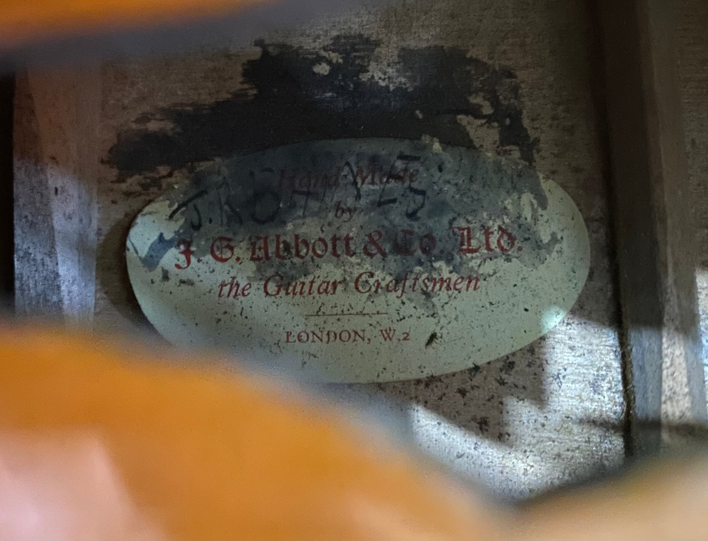 J. G. Abbott “The Aristone” Archtop Guitar, London, c.1929 – Serial No. 174