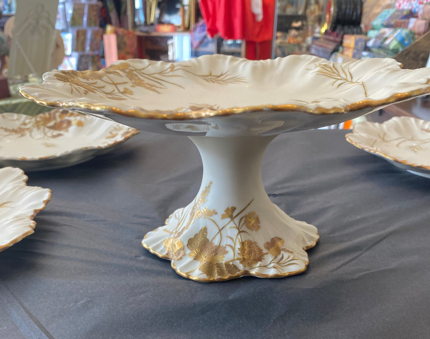 Alfred Lanternier Limoges porcelain cake stand and plates