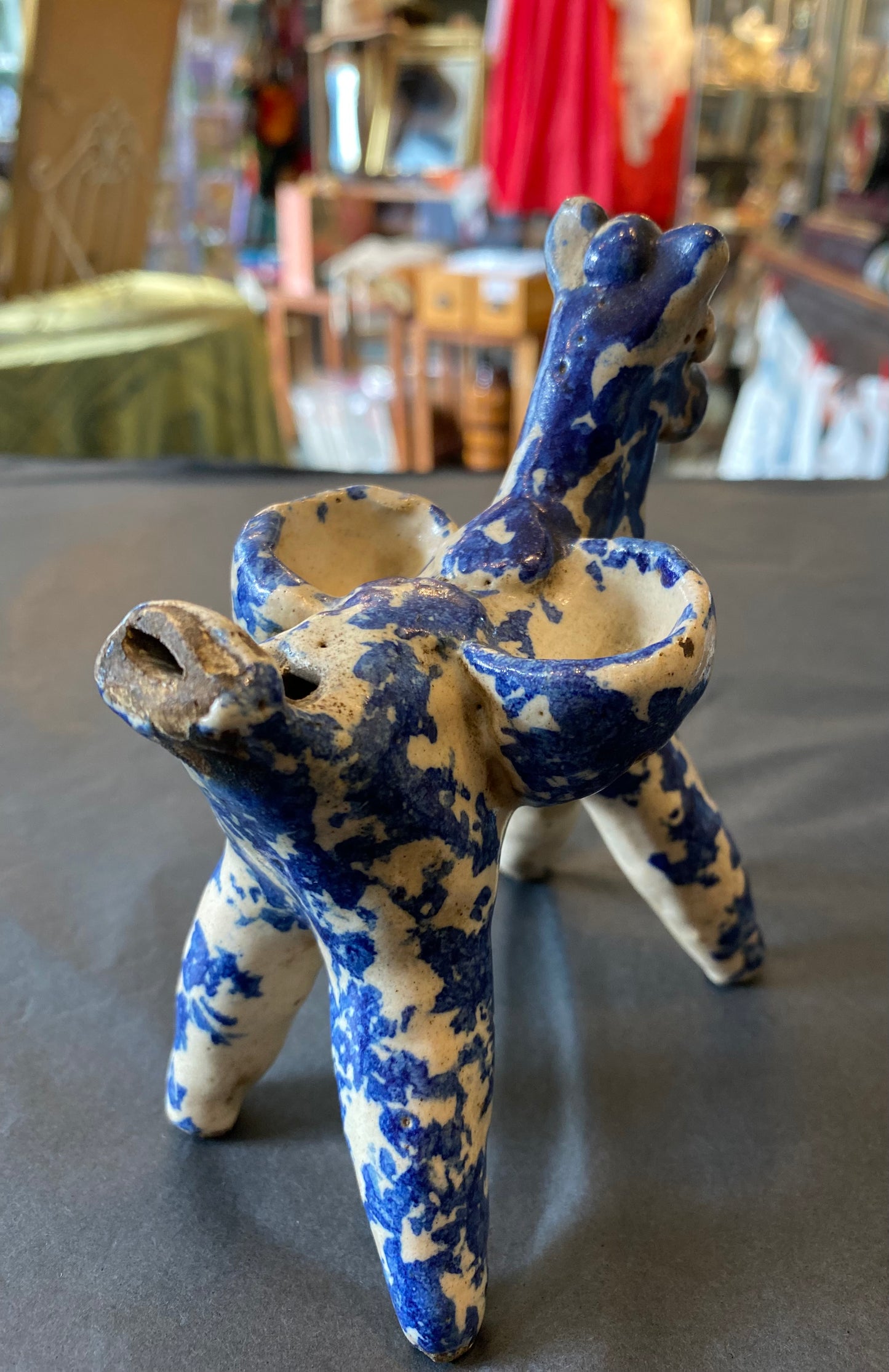 19th-century Staffordshire Spongeware Animal Whistles